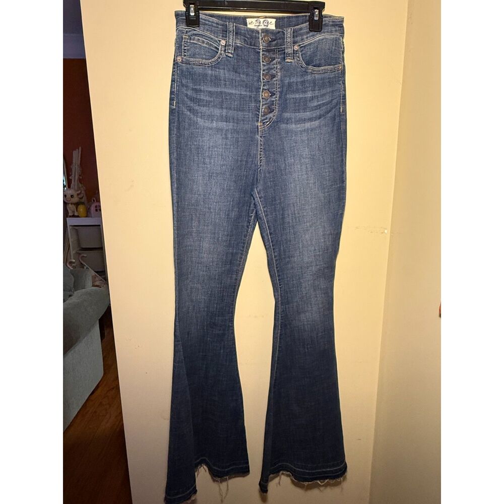 We The Free Dark Wash 'Just Float On' Extra Flare Button-Fly Jeans | Size 29